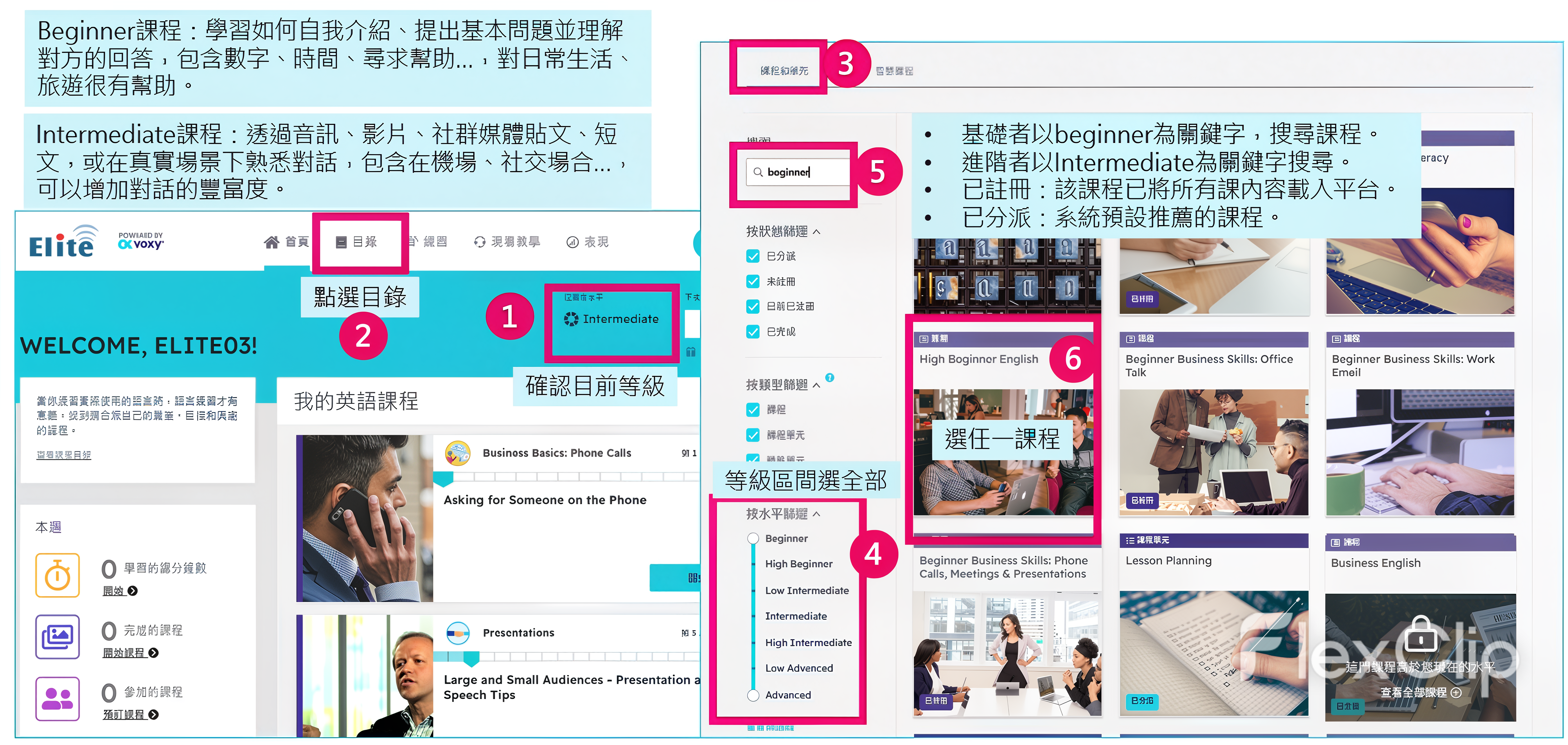 電腦版-搜尋課程和單元
